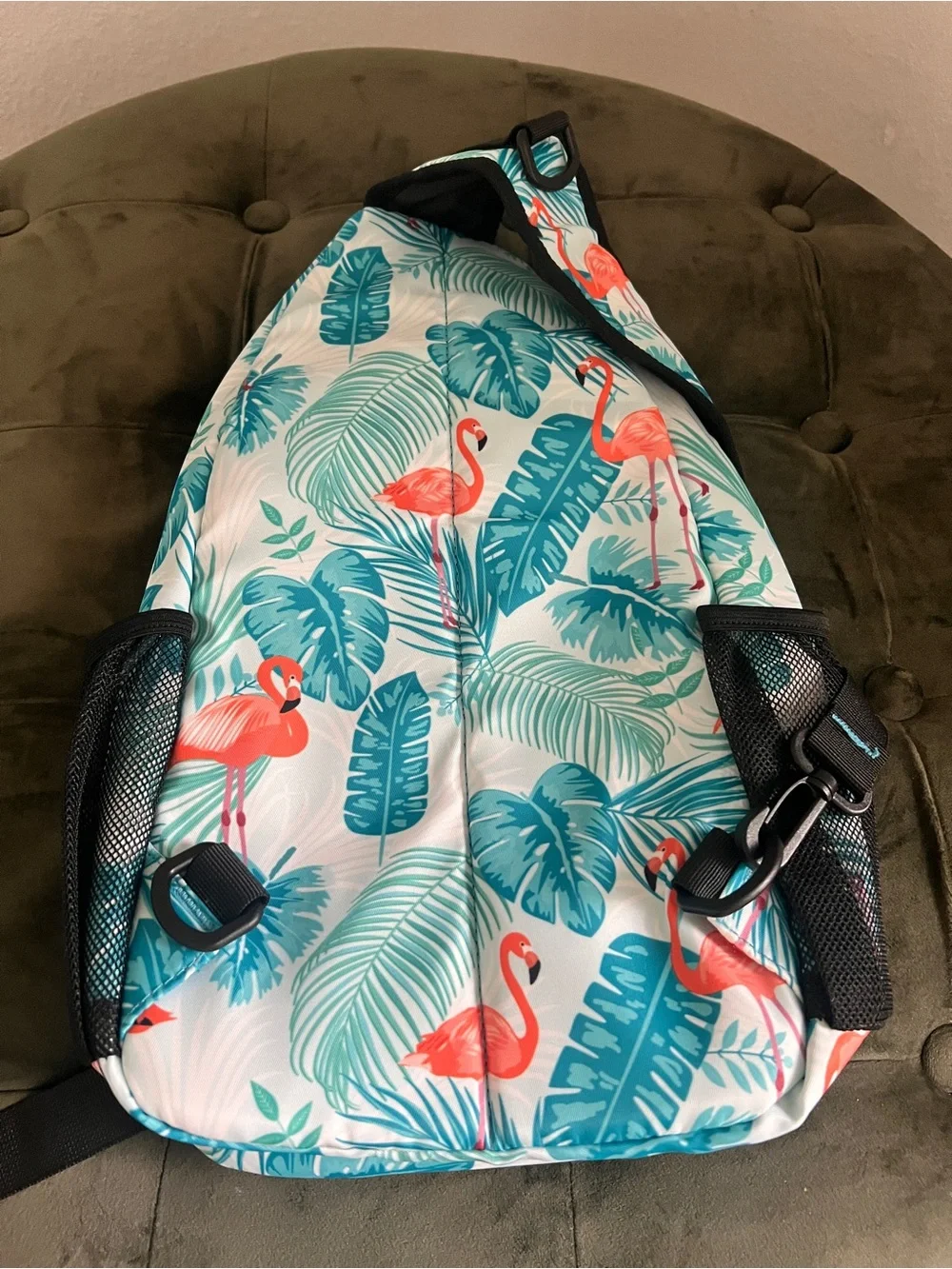 Tropical Flamingo Sling Bag - Coral & Teal